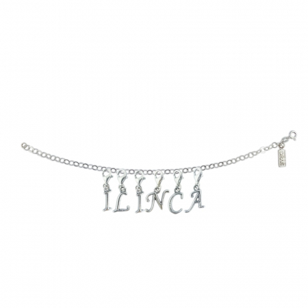 Bratari - Bratara argint personalizata nume Ilinca pandantive litere argint carabina reglabila GIOTTO925 Dras