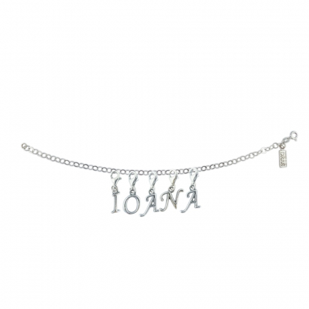 Cu nume - Bratara argint personalizata nume Ioana pandantive litere argint carabina reglabila GIOTTO850 Dras