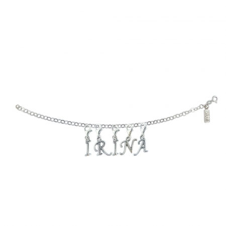 Cu nume - Bratara argint personalizata nume Irina pandantive litere argint carabina reglabila GIOTTO855 Dras