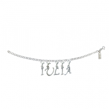 Cu nume - Bratara argint personalizata nume IULIA pandantive litere din argint carabina reglabila GIOTTO815 Dras