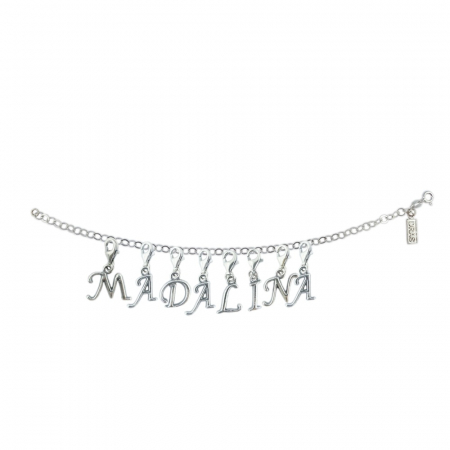 Bratari - Bratara argint personalizata nume Madalinapandantive litere argint carabina reglabila GIOTTO1240 Dras