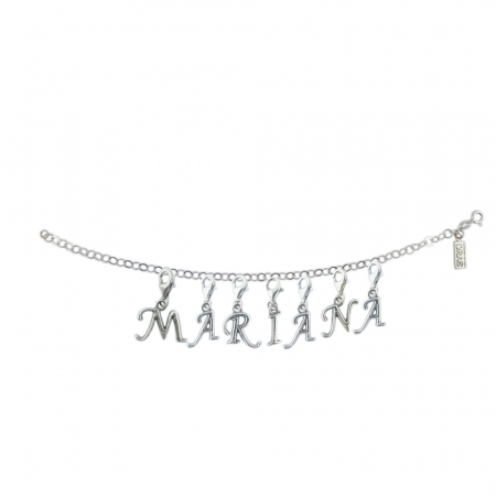 Bratari - Bratara argint personalizata nume Mariana pandantive litere argint carabina reglabila GIOTTO1135 Dras