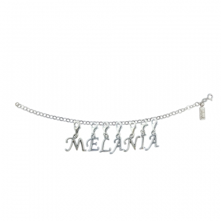 Bratari - Bratara argint personalizata nume Melania pandantive litere argint carabina reglabila GIOTTO1110 Dras