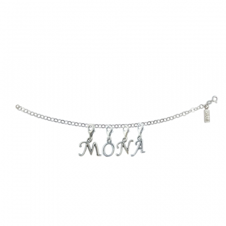 Bratari din argint: - Bratara argint personalizata nume Mona pandantive litere argint carabina reglabila GIOTTO785 Dras