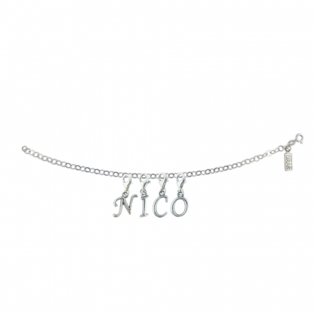 Bratari din argint: - Bratara argint personalizata nume Nico pandantive litere argint carabina reglabila GIOTTO720 Dras