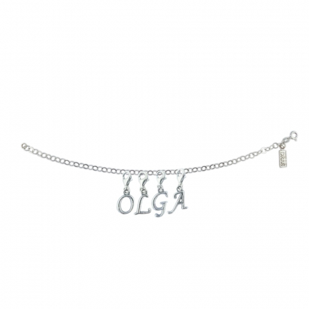 Bratari din argint: - Bratara argint personalizata nume Olga pandantive litere argint carabina reglabila GIOTTO725 Dras