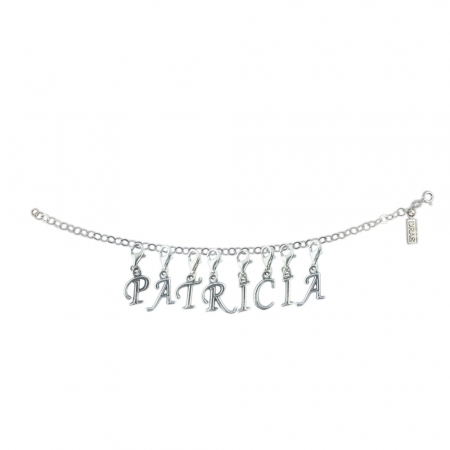 Bratari - Bratara argint personalizata nume Patricia pandantive litere argint carabina reglabila GIOTTO1150 Dras