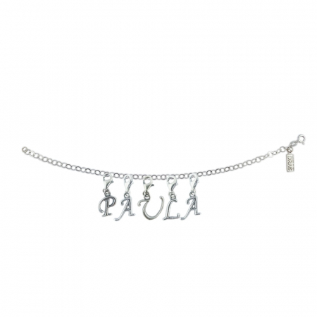 Bratari din argint: - Bratara argint personalizata nume Paula pandantive litere argint carabina reglabila GIOTTO840 Dras