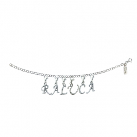 Toate produsele - Bratara argint personalizata nume Raluca pandantive litere argint carabina reglabila GIOTTO960 Dras