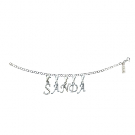 Bratari - Bratara argint personalizata nume Sanda pandantive litere argint carabina reglabila GIOTTO890 Dras