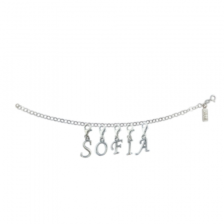 Bratari din argint: - Bratara argint personalizata nume Sofia pandantive litere argint carabina reglabila GIOTTO830 Dras