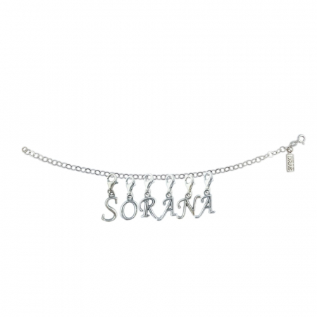 Bratari - Bratara argint personalizata nume Sorana pandantive litere argint carabina reglabila GIOTTO995 Dras