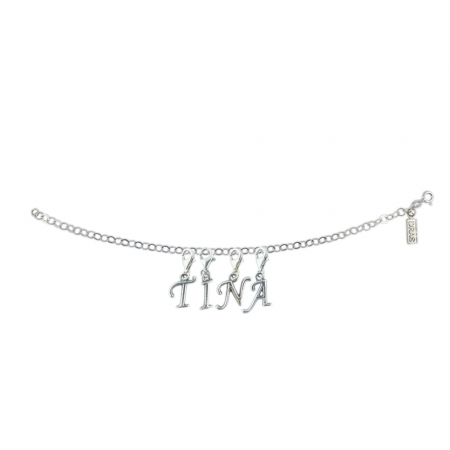 Cu nume - Bratara argint personalizata nume Tina pandantive litere argint carabina reglabila GIOTTO725 Dras