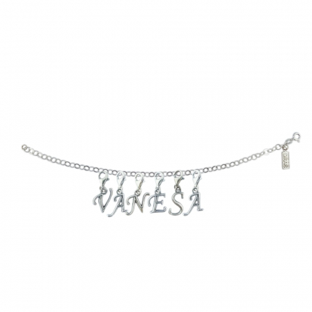Bratari - Bratara argint personalizata nume Vanesa pandantive litere argint carabina reglabila GIOTTO980 Dras