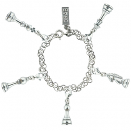 Bratari - Bratara argint SAH personalizata 5 pandantive argint carabina: Rege Regina Nebun Cal Tura reglabila GIOTTO2170 Dras
