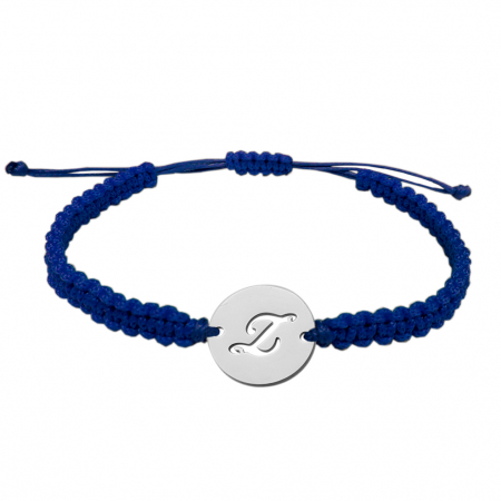 Cu litere - Bratara snur albastru impletit manual personalizata banut decupat argint Litera Z 9480140 Dras