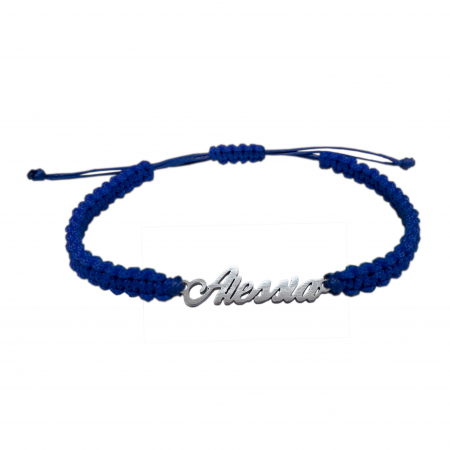 Cu nume - Bratara snur albastru impletit manual personalizata nume Alessia argint 9461100 Dras