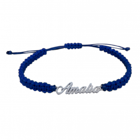 Cu nume - Bratara snur albastru impletit manual personalizata nume Amalia argint 9438100 Dras