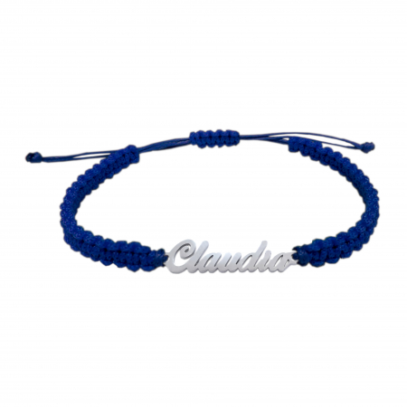 Cu nume - Bratara snur albastru impletit manual personalizata nume Claudia argint 9437100 Dras