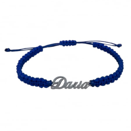 Cu nume - Bratara snur albastru impletit manual personalizata nume Daria argint 9420100 Dras