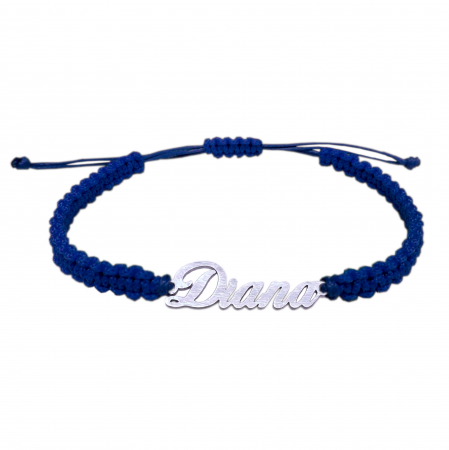 Cu nume - Bratara snur albastru impletit manual personalizata nume Diana argint 9419100 Dras