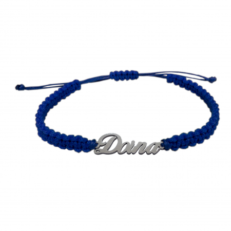 Cu nume - Bratara snur albastru impletit manual personalizata nume Doina argint 9456100 Dras