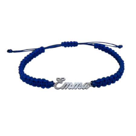 Cu nume - Bratara snur albastru impletit manual personalizata nume Emma argint 9457100 Dras