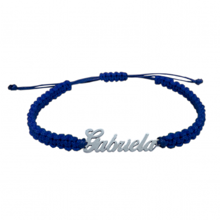 Cu nume - Bratara snur albastru impletit manual personalizata nume Gabriela argint 9421100 Dras