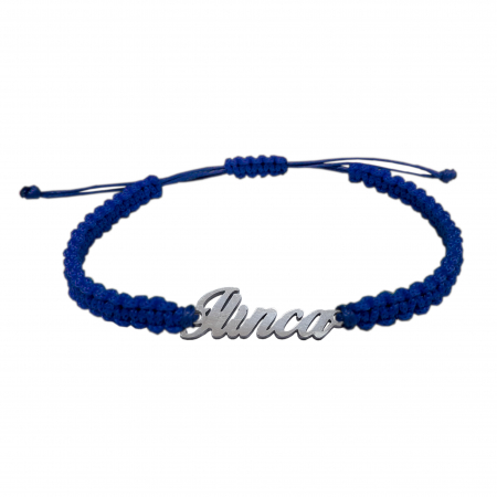 Cu nume - Bratara snur albastru impletit manual personalizata nume Ilinca argint 9455100 Dras