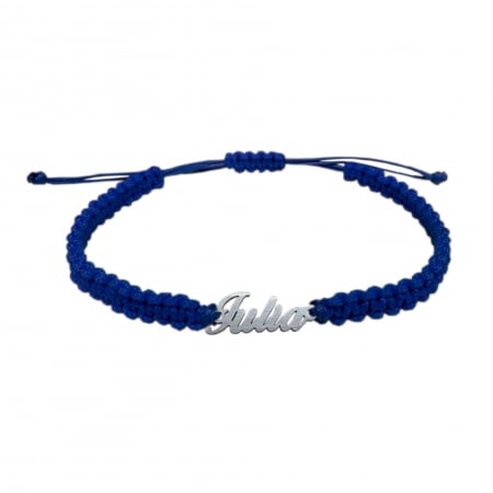 Cu nume - Bratara snur albastru impletit manual personalizata nume Iulia argint 9434100 Dras