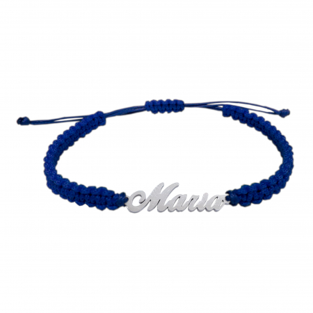 Cu nume - Bratara snur albastru impletit manual personalizata nume Maria argint 9436100 Dras