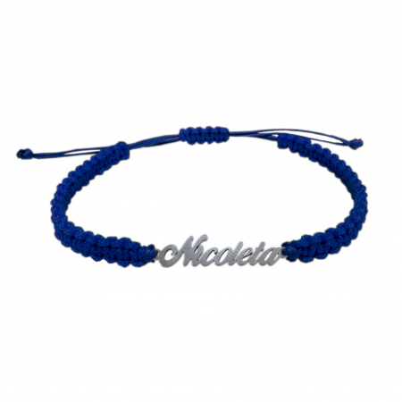 Cu nume - Bratara snur albastru impletit manual personalizata nume Nicoleta argint 9447100,Dras