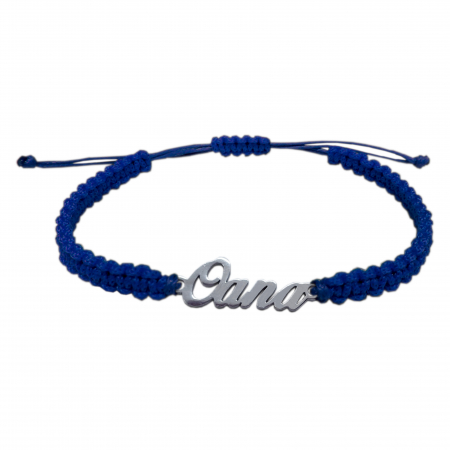Cu nume - Bratara snur albastru impletit manual personalizata nume Oana argint 9433100 Dras