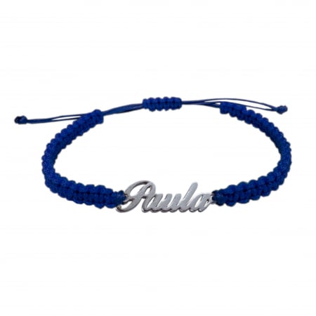 Cu nume - Bratara snur albastru impletit manual personalizata nume Paula argint 9431100 Dras
