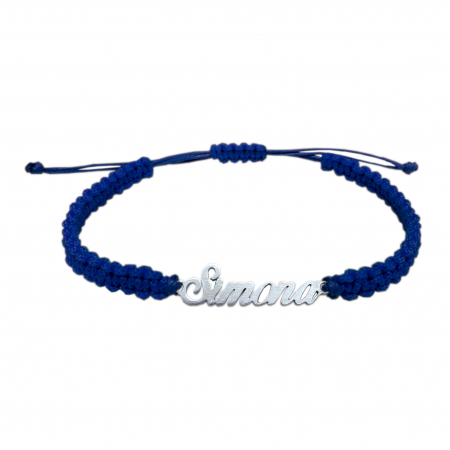 Cu nume - Bratara snur albastru impletit manual personalizata nume Simona argint 9406100 Dras