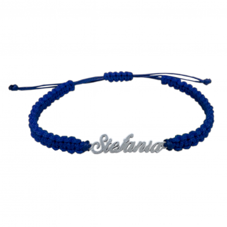 Cu nume - Bratara snur albastru impletit manual personalizata nume Stefania argint 9424100 Dras