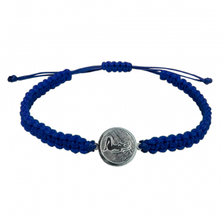 Bratari - Bratara snur albastru impletit manual personalizata zodie Fecioara zodiac european argint 4201200 Dras