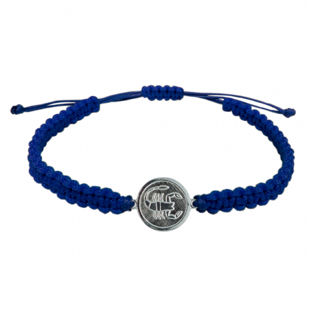 Bratari - Bratara snur albastru impletit manual personalizata zodie Scorpion zodiac european argint 4201200 Dras