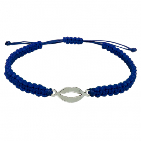 Cu diverse motive - Bratara snur albastru impletita manual personalizata Buze argint 10058180 Dras