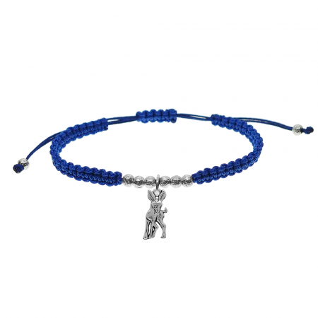 Cu animale - Bratara snur albastru impletita manual personalizata Caprioara argint 9873330 Dras