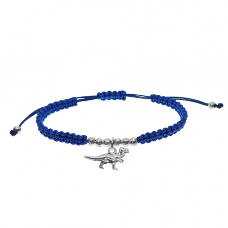 Cu animale - Bratara snur albastru impletita manual personalizata Dinozaur argint 9879320 Dras
