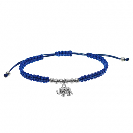 Cu animale - Bratara snur albastru impletita manual personalizata Elefant argint 9695360 Dras