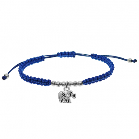 Cu animale - Bratara snur albastru impletita manual personalizata Elefant argint 9874350 Dras
