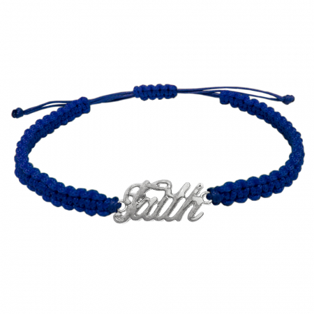 Cu diverse motive - Bratara snur albastru impletita manual personalizata Faith - Credinta argint 10051450 Dras