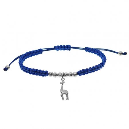 Cu animale - Bratara snur albastru impletita manual personalizata Girafa argint 9714270 Dras