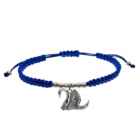 Cu animale - Bratara snur albastru impletita manual personalizata Lebada argint 6357660 Dras