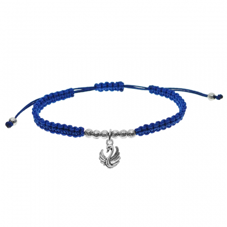 Cu animale - Bratara snur albastru impletita manual personalizata Lebada argint 9704330 Dras