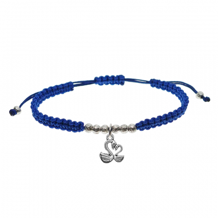 Cu animale - Bratara snur albastru impletita manual personalizata Lebede argint 9569310 Dras