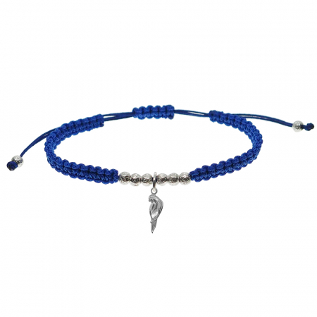 Cu pasari - Bratara snur albastru impletita manual personalizata Papagal argint 9691280 Dras