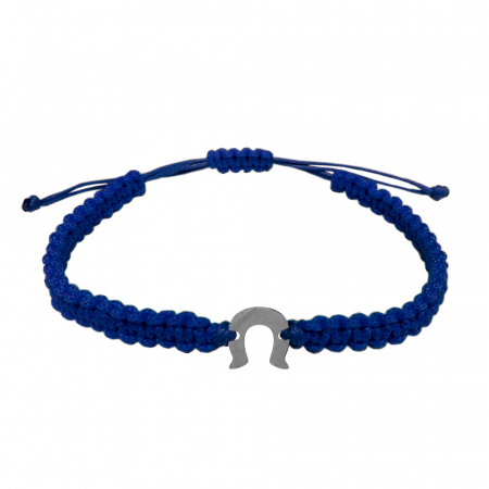 Cu talismane - Bratara snur albastru impletita manual personalizata Potcoava argint 10163100 Dras